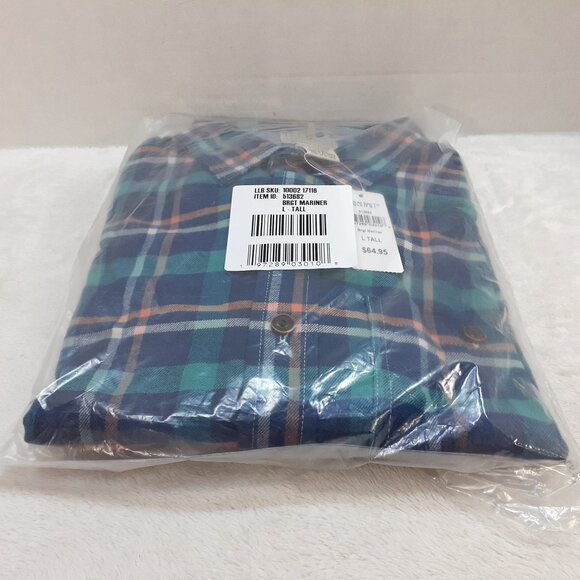 LL Bean Flannel Shirt Mens Long Sleeve L Tall Plaid Traditional Fit NWT Sealed - Picture 10 of 12